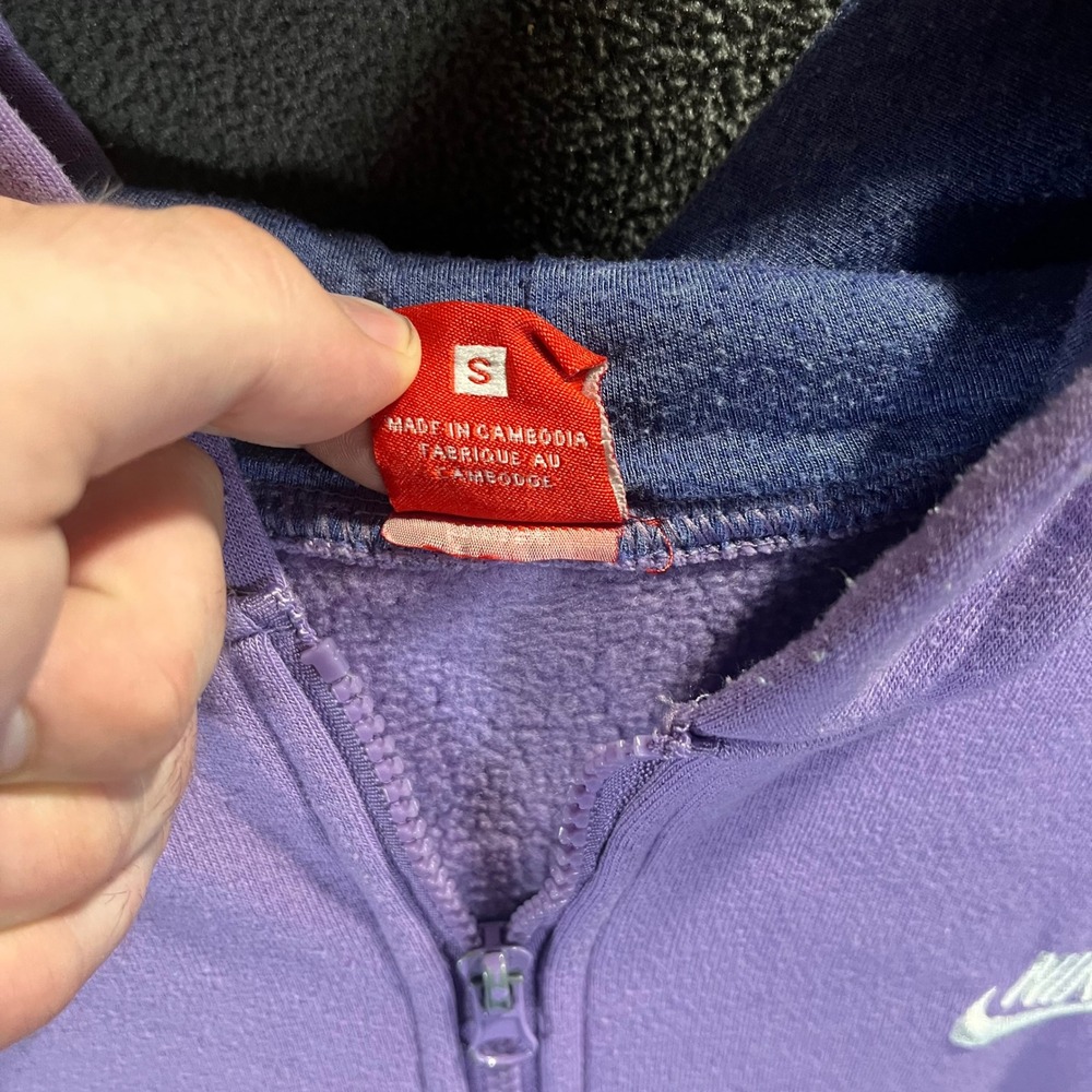 Nike Womens Full Zip Fleece Hoodie Purple Embroidered Swoosh Small - Picture 3 of 7
